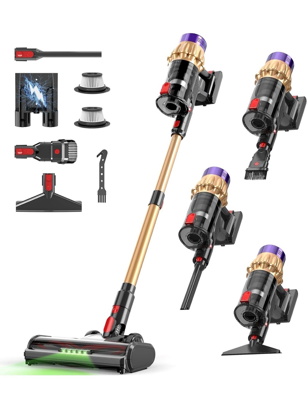 Cordless Vacuum Cleaner, 650W 50KPa 70-Min Runtime Stick Vacuum